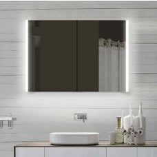 LED Spiegelschrank 100x70 cm warm/kalt Licht, 2-türig  Badezimmer Spiegel