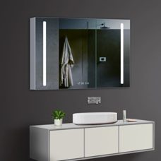 LED Spiegelschrank 100x70cm Badspiegel Uhr Temperatur Vergrösserungspiegel