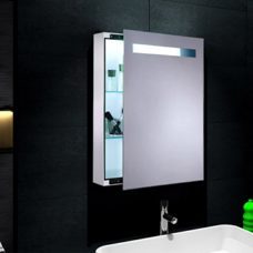 Gäste Badspiegel 45x70cm in Weiss mit Schiebetüre Badezimmer Spiegelschrank