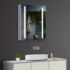 LED Spiegelschrank 50x70cm Badspiegel Uhr Temperatur Vergrösserungspiegel