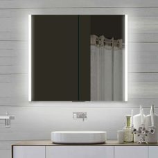 LED Lichtspiegel Spiegelschrank 80x70cm warm/kalt Licht Badezimmer